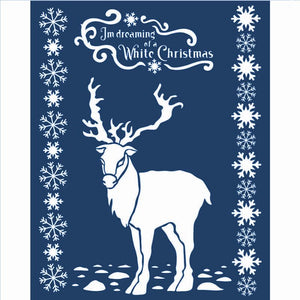 Schablone 20x25cm - White christmas deer - Bastelschachtel - Schablone 20x25cm - White christmas deer