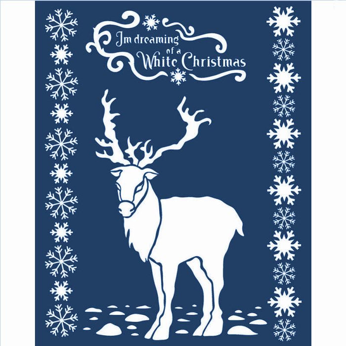 Schablone 20x25cm - White christmas deer