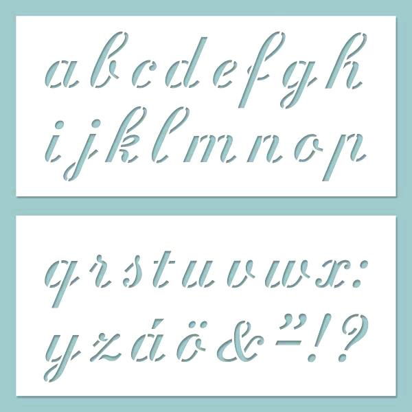 Schablone 9,5x20cm, 2er - ABC Calligraphy lower case - Bastelschachtel - Schablone 9,5x20cm, 2er - ABC Calligraphy lower case