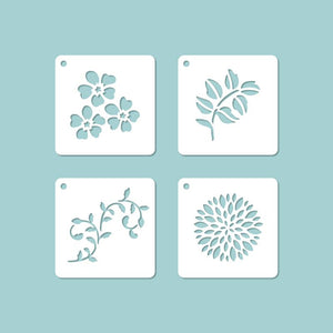 Schablonen Set Mini 4St. 6,5x6,5cm - Nr. 011 - Bastelschachtel - Schablonen Set Mini 4St. 6,5x6,5cm - Nr. 011
