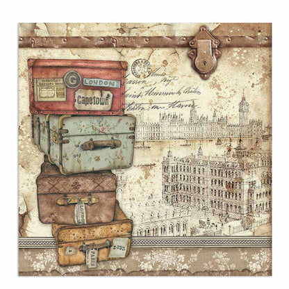 Scrapbook Papier 30,5x30,5cm - Lady Vagabond luggage - Bastelschachtel - Scrapbook Papier 30,5x30,5cm - Lady Vagabond luggage