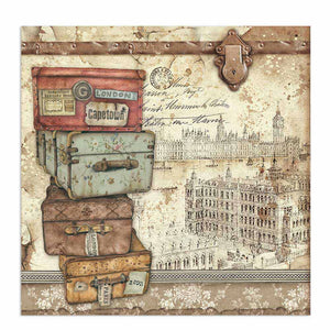 Scrapbook Papier 30,5x30,5cm - Lady Vagabond luggage - Bastelschachtel - Scrapbook Papier 30,5x30,5cm - Lady Vagabond luggage