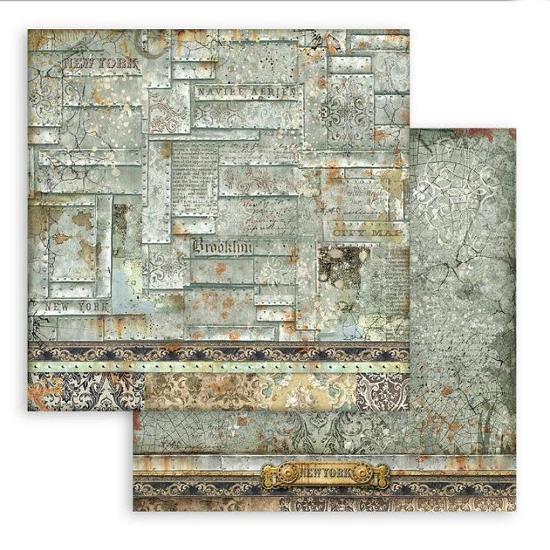 Scrapbook Papier 30,5x30,5cm - Sir Vagabond aviator metal plates - Bastelschachtel