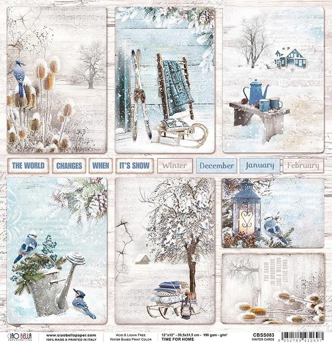 Scrapbook Papier 30,5x30,5cm - Time for home winter cards - Bastelschachtel