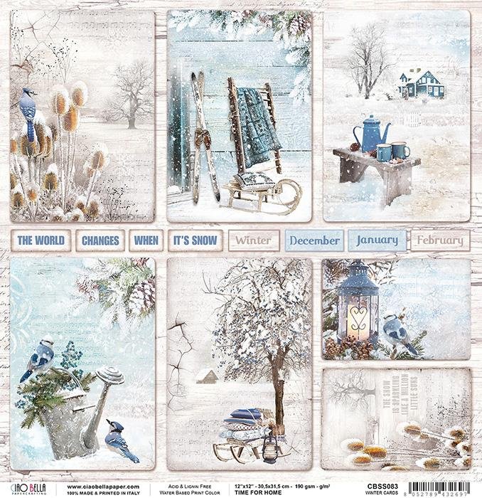 Scrapbook Papier 30,5x30,5cm - Time for home winter cards - Bastelschachtel - Scrapbook Papier 30,5x30,5cm - Time for home winter cards