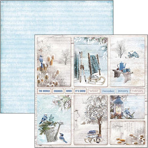 Scrapbook Papier 30,5x30,5cm - Time for home winter cards - Bastelschachtel - Scrapbook Papier 30,5x30,5cm - Time for home winter cards