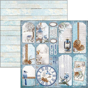 Scrapbook Papier 30,5x30,5cm - Time for home winter tags - Bastelschachtel - Scrapbook Papier 30,5x30,5cm - Time for home winter tags