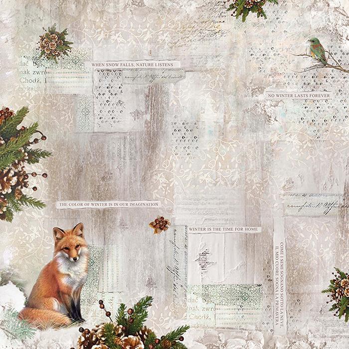 Scrapbook Papier 30,5x30,5cm - When snow falls nature listens - Bastelschachtel