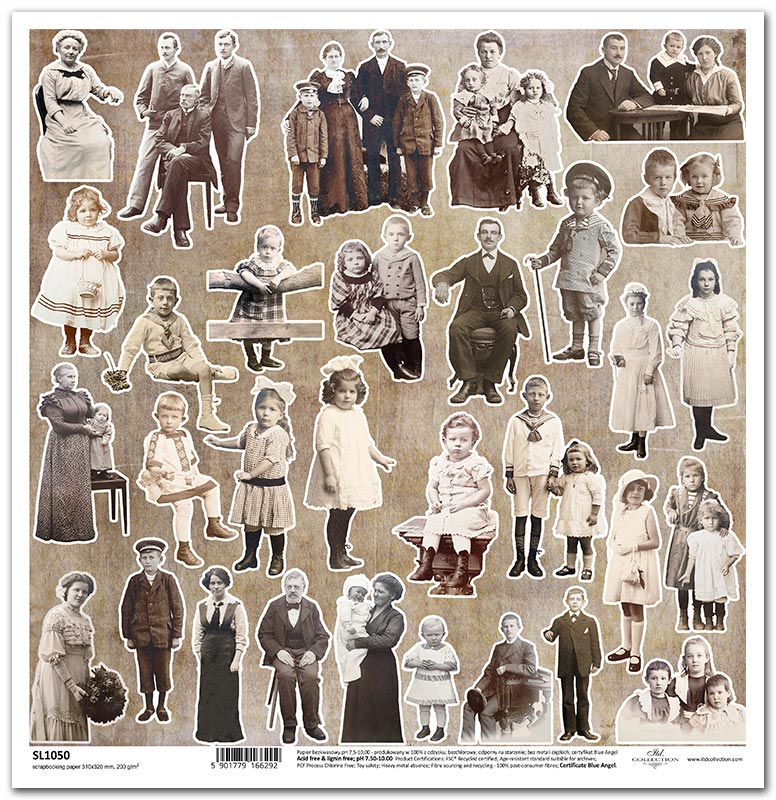 Scrapbook Papier 31x32cm - Ephemeral moments - Portrait - Bastelschachtel