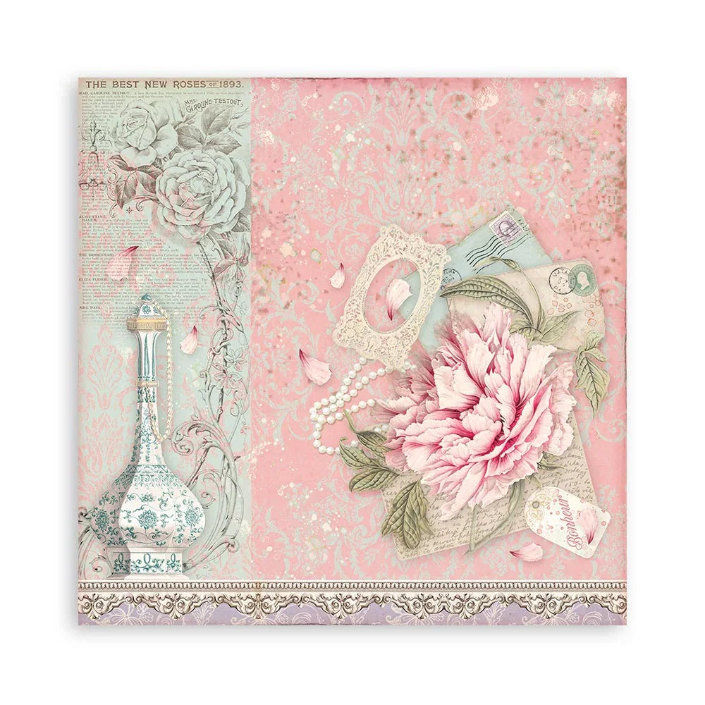 Scrapbook Papierblock 12"x12" - Rose parfum - Bastelschachtel