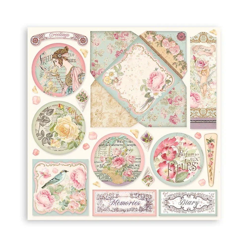 Scrapbook Papierblock 12"x12" - Rose parfum - Bastelschachtel