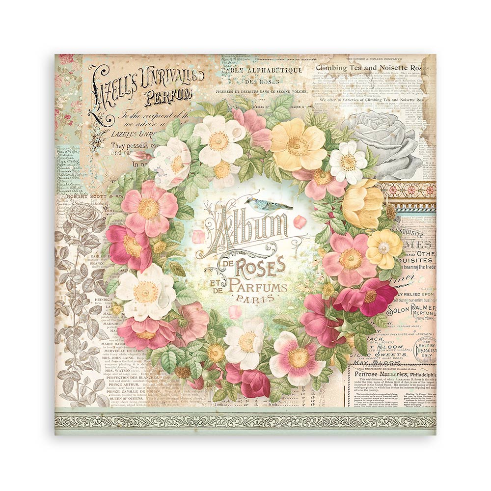 Scrapbook Papierblock 12"x12" - Rose parfum - Bastelschachtel