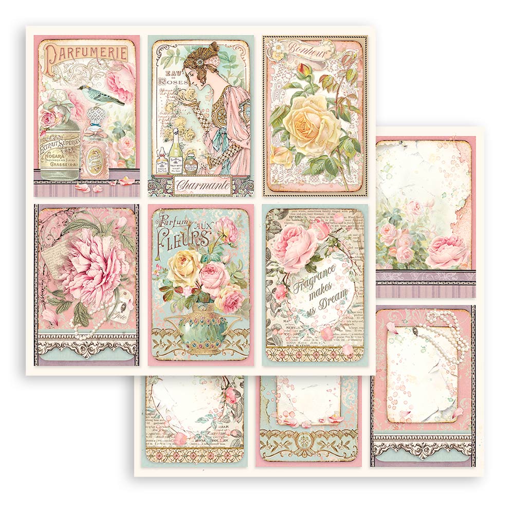 Scrapbook Papierblock 12"x12" - Rose parfum - Bastelschachtel