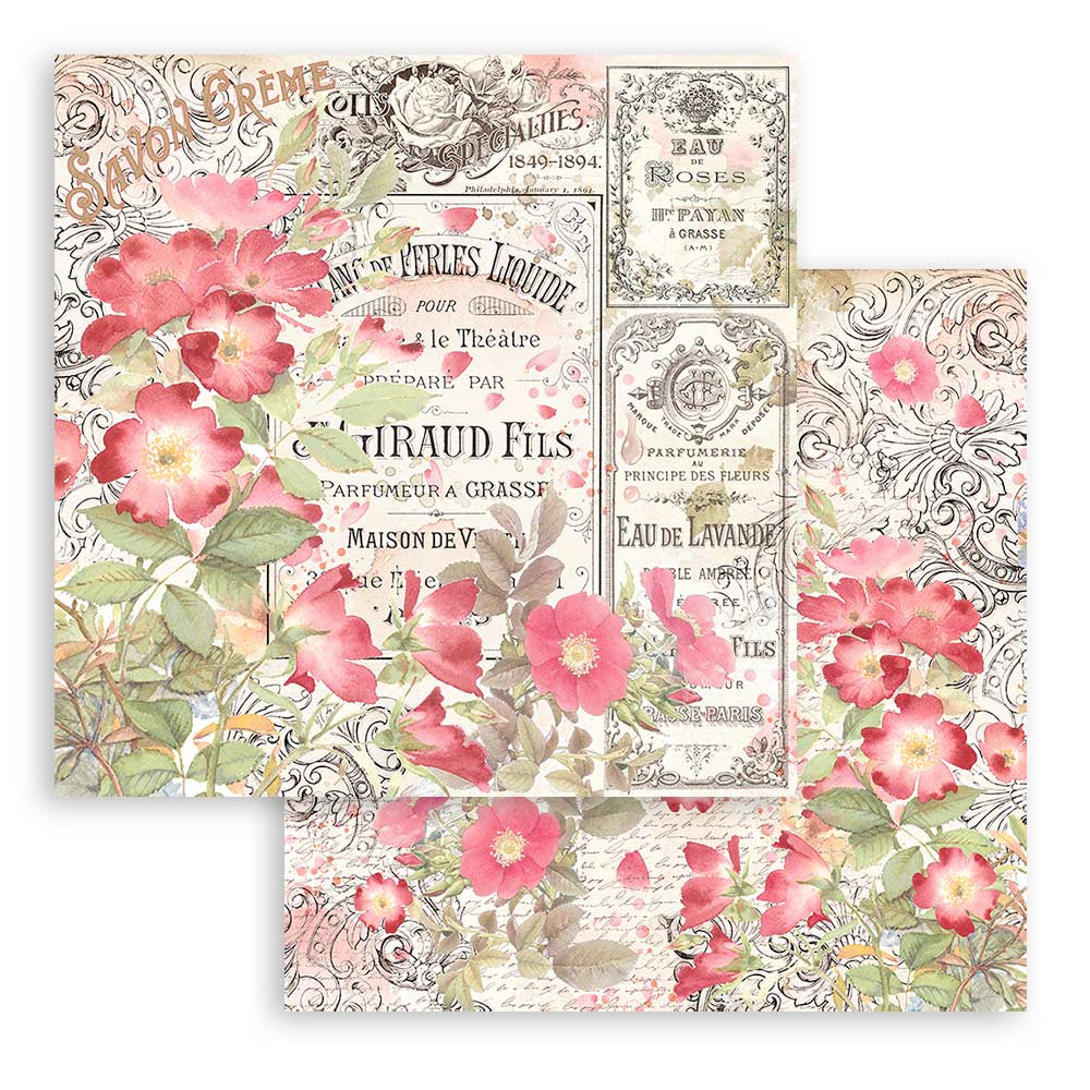 Scrapbook Papierblock 12"x12" - Rose parfum - Bastelschachtel