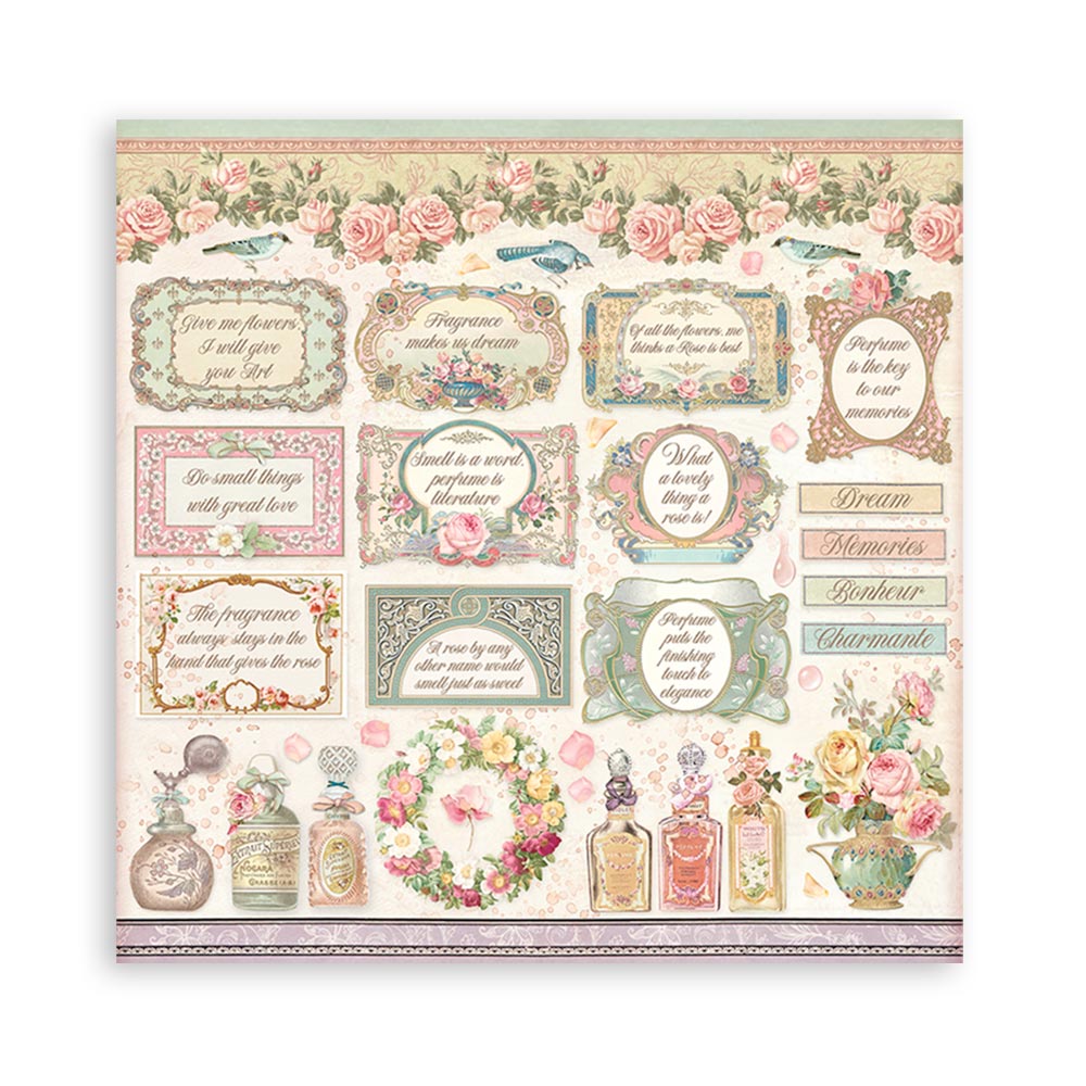 Scrapbook Papierblock 12"x12" - Rose parfum - Bastelschachtel
