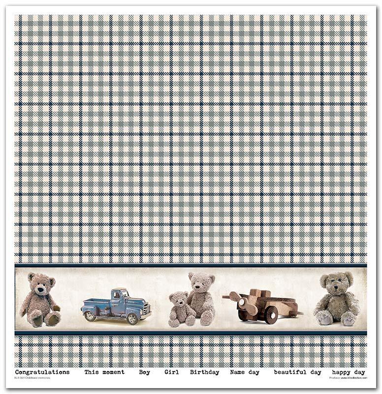 Scrapbook Papierblock 12,2"x12,6" - Childhood memories, blue - Bastelschachtel