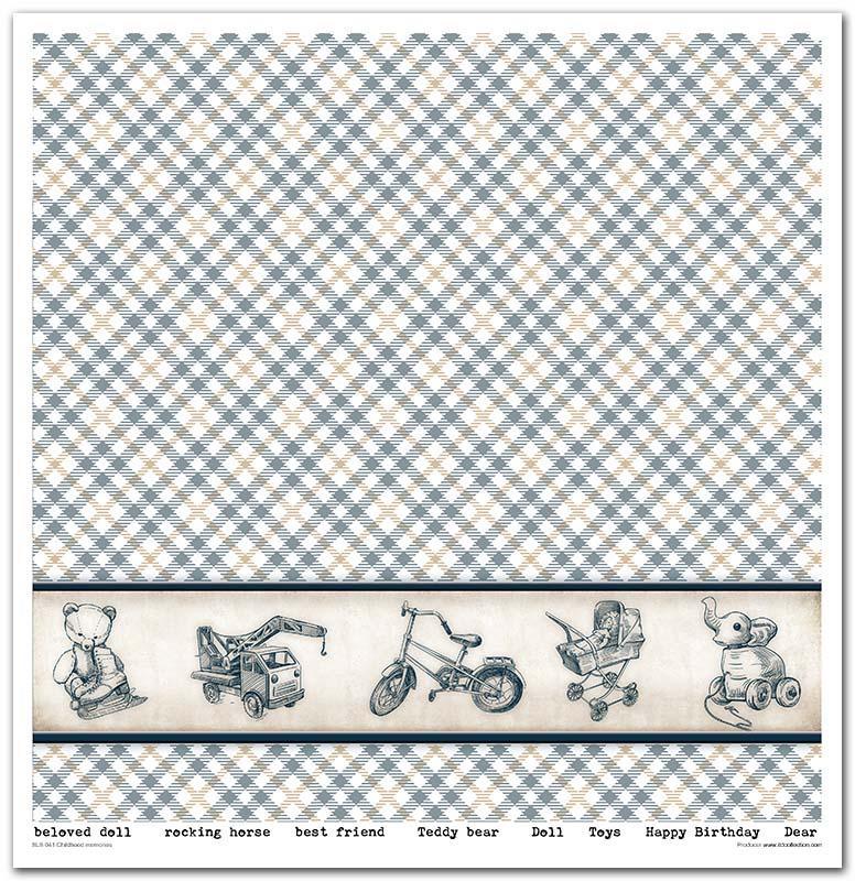 Scrapbook Papierblock 12,2"x12,6" - Childhood memories, blue - Bastelschachtel