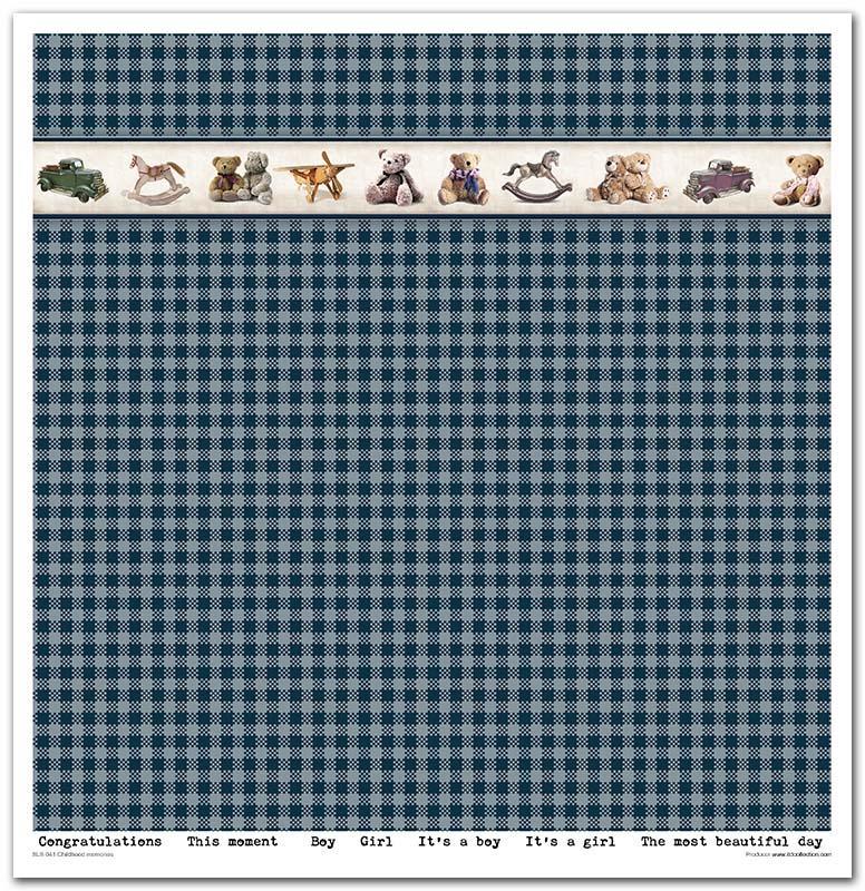 Scrapbook Papierblock 12,2"x12,6" - Childhood memories, blue - Bastelschachtel