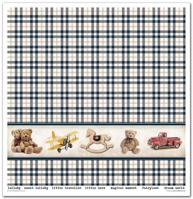 Scrapbook Papierblock 12,2"x12,6" - Childhood memories, blue - Bastelschachtel