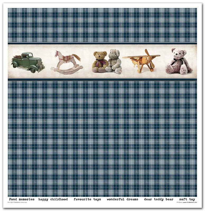 Scrapbook Papierblock 12,2"x12,6" - Childhood memories, blue - Bastelschachtel