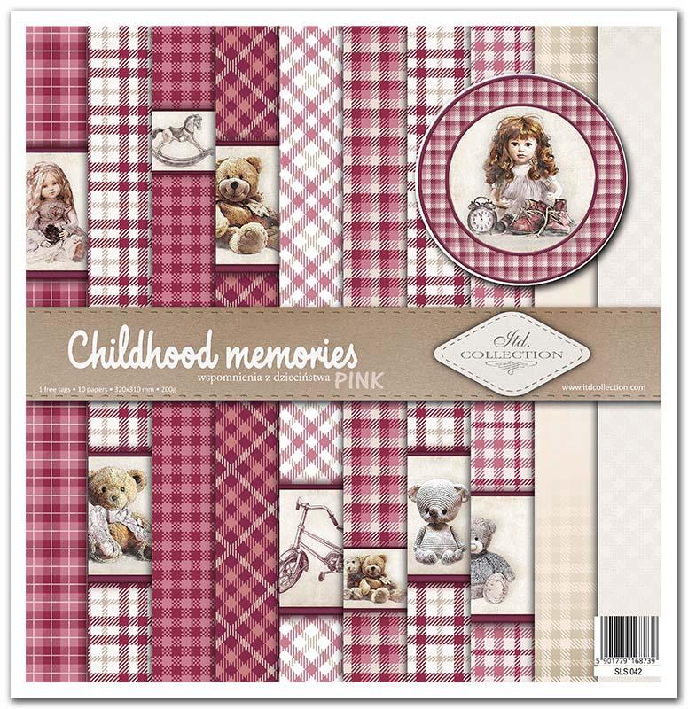 Scrapbook Papierblock 12,2"x12,6" - Childhood memories, pink - Bastelschachtel