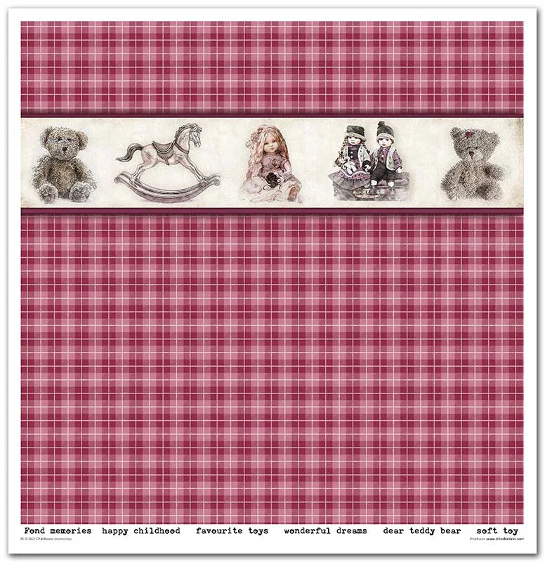 Scrapbook Papierblock 12,2"x12,6" - Childhood memories, pink - Bastelschachtel