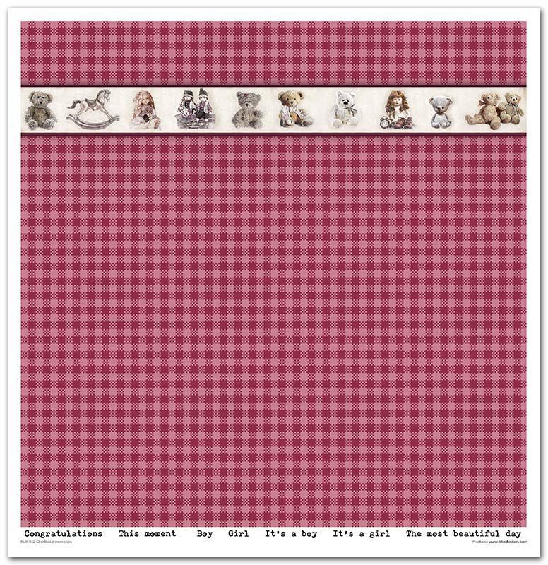 Scrapbook Papierblock 12,2"x12,6" - Childhood memories, pink - Bastelschachtel