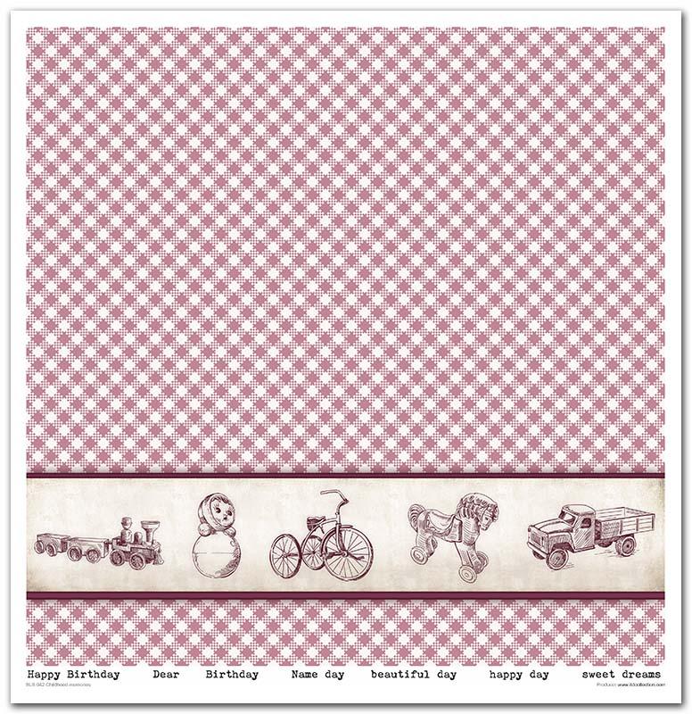 Scrapbook Papierblock 12,2"x12,6" - Childhood memories, pink - Bastelschachtel