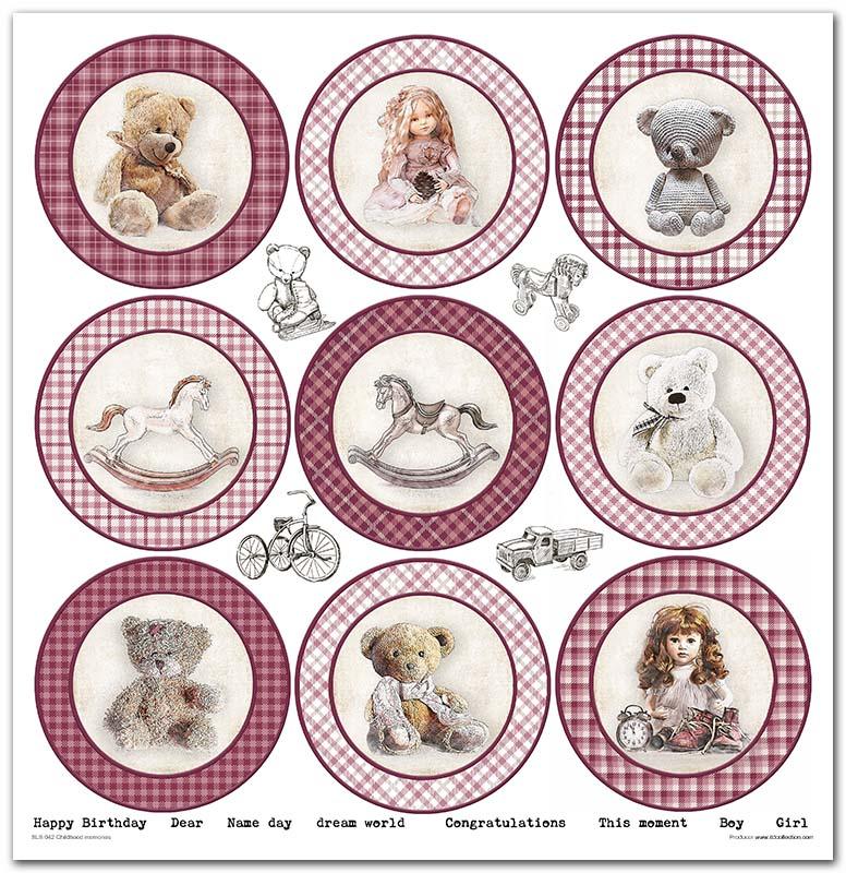 Scrapbook Papierblock 12,2"x12,6" - Childhood memories, pink - Bastelschachtel