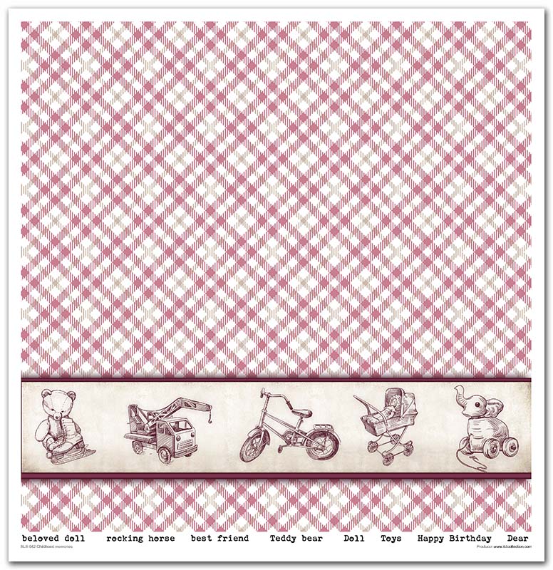 Scrapbook Papierblock 12,2"x12,6" - Childhood memories, pink - Bastelschachtel