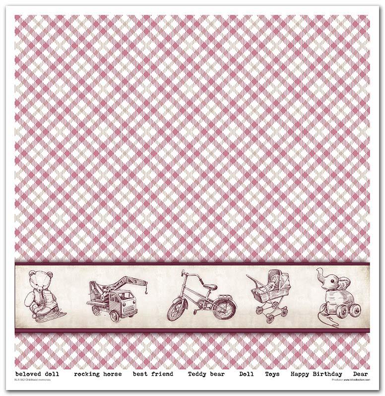 Scrapbook Papierblock 12,2"x12,6" - Childhood memories, pink - Bastelschachtel