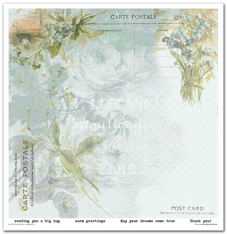 Scrapbook Papierblock 12,2"x12,6" - Flower post - forget-me-not - Bastelschachtel