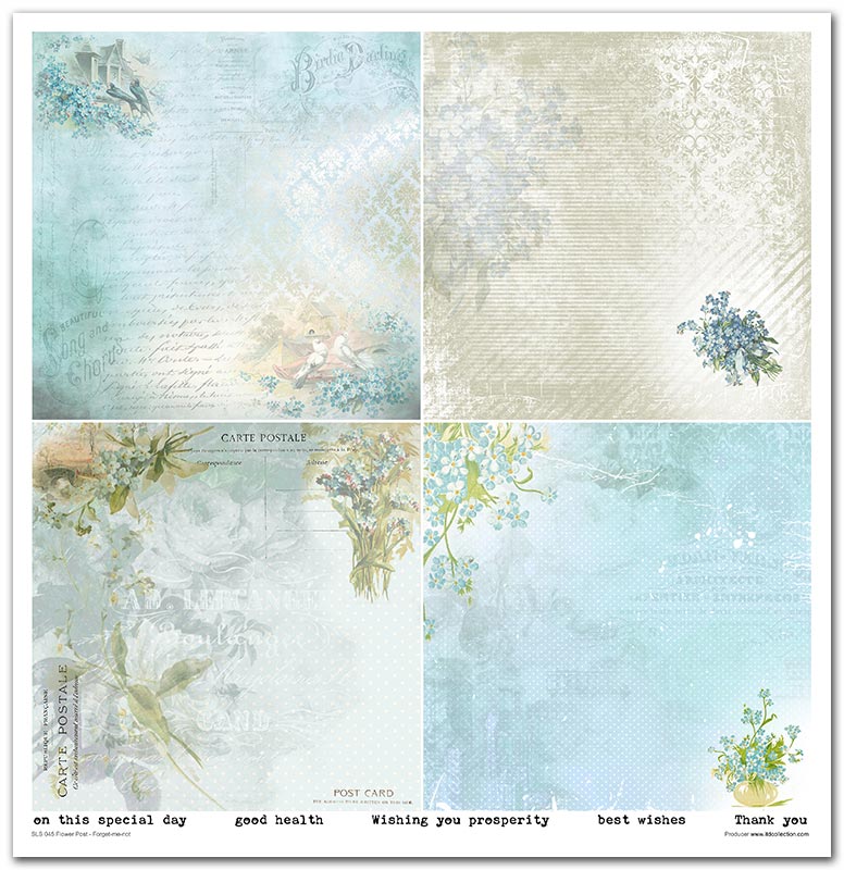 Scrapbook Papierblock 12,2"x12,6" - Flower post - forget-me-not - Bastelschachtel
