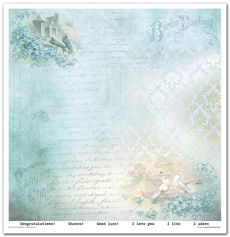 Scrapbook Papierblock 12,2"x12,6" - Flower post - forget-me-not - Bastelschachtel