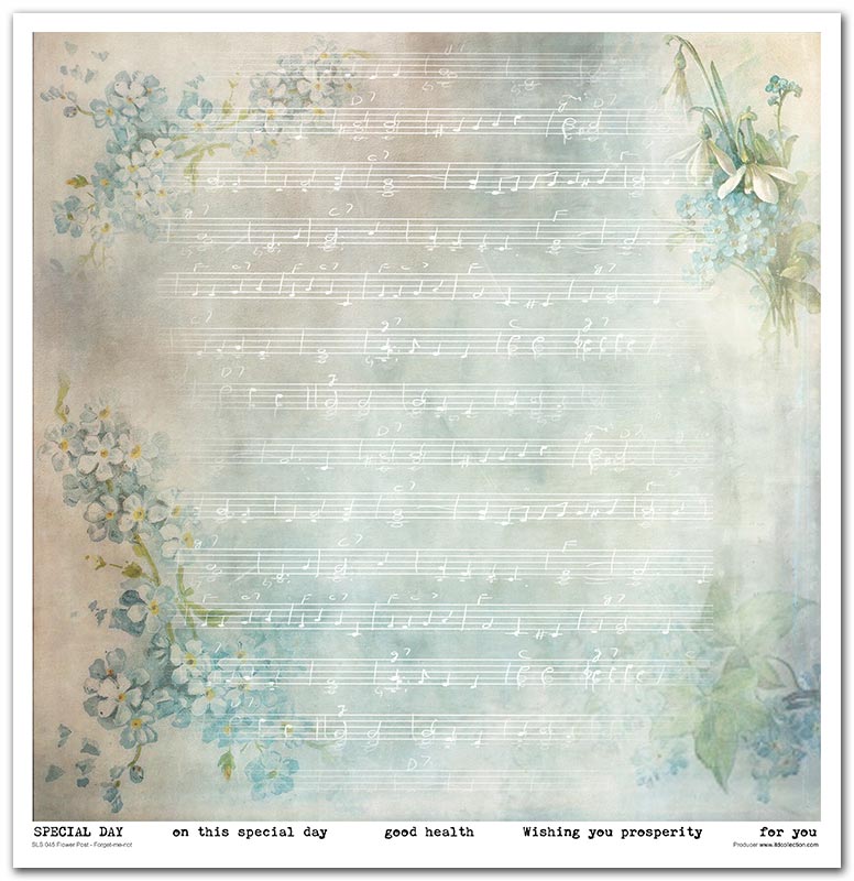 Scrapbook Papierblock 12,2"x12,6" - Flower post - forget-me-not - Bastelschachtel