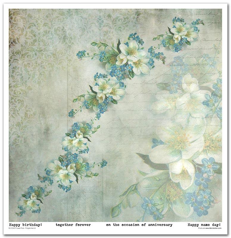 Scrapbook Papierblock 12,2"x12,6" - Flower post - forget-me-not - Bastelschachtel