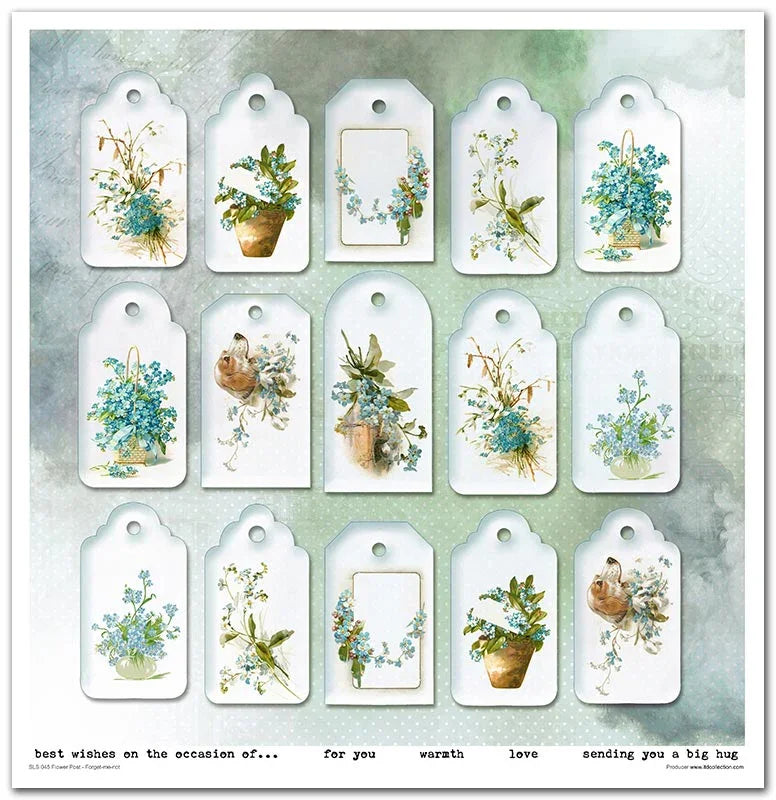 Scrapbook Papierblock 12,2"x12,6" - Flower post - forget-me-not - Bastelschachtel