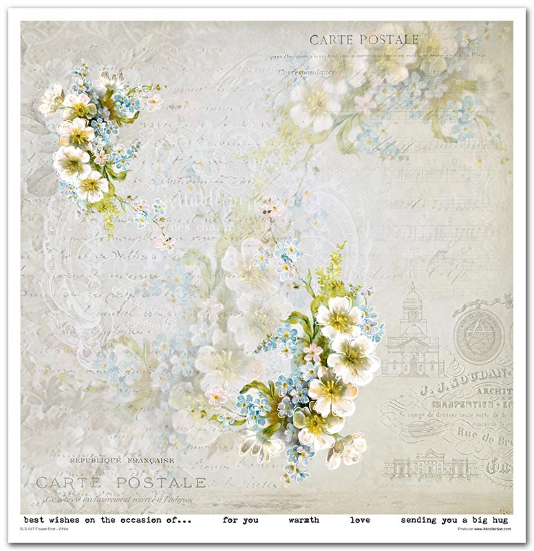 Scrapbook Papierblock 12,2"x12,6" - Flower post white - Bastelschachtel