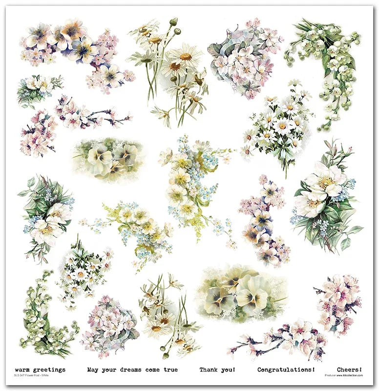 Scrapbook Papierblock 12,2"x12,6" - Flower post white - Bastelschachtel