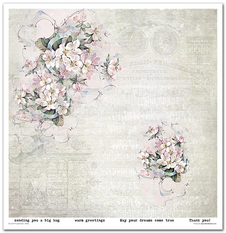 Scrapbook Papierblock 12,2"x12,6" - Flower post white - Bastelschachtel