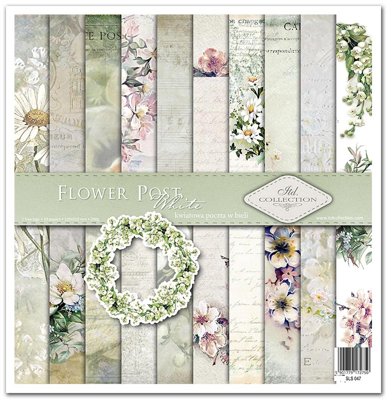 Scrapbook Papierblock 12,2"x12,6" - Flower post white - Bastelschachtel