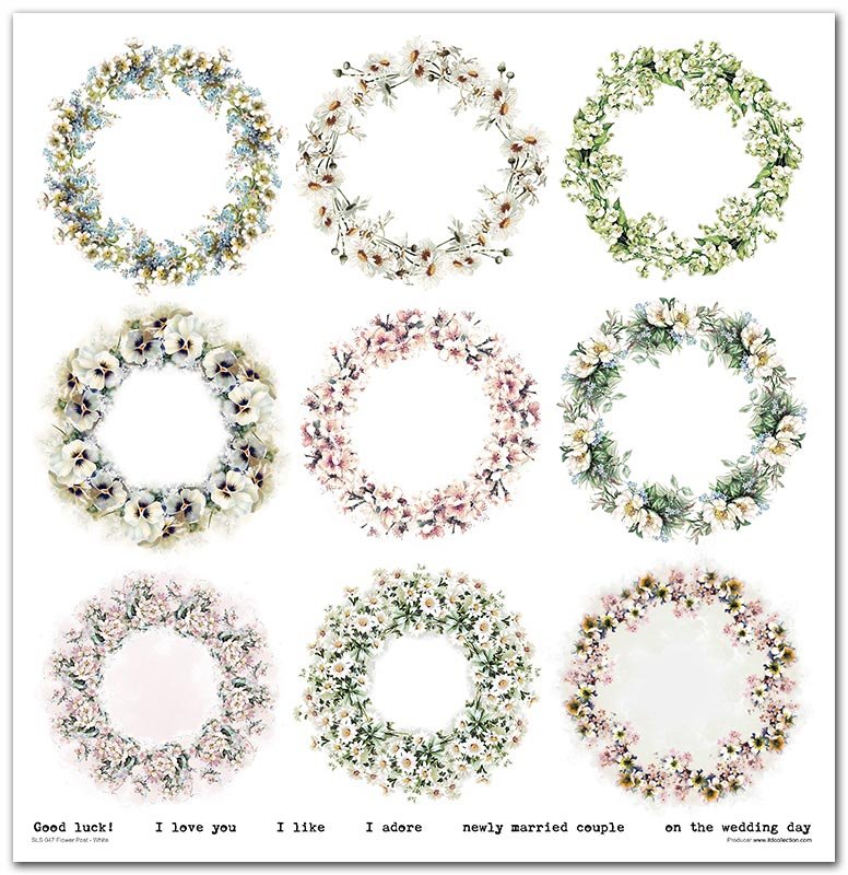 Scrapbook Papierblock 12,2"x12,6" - Flower post white - Bastelschachtel
