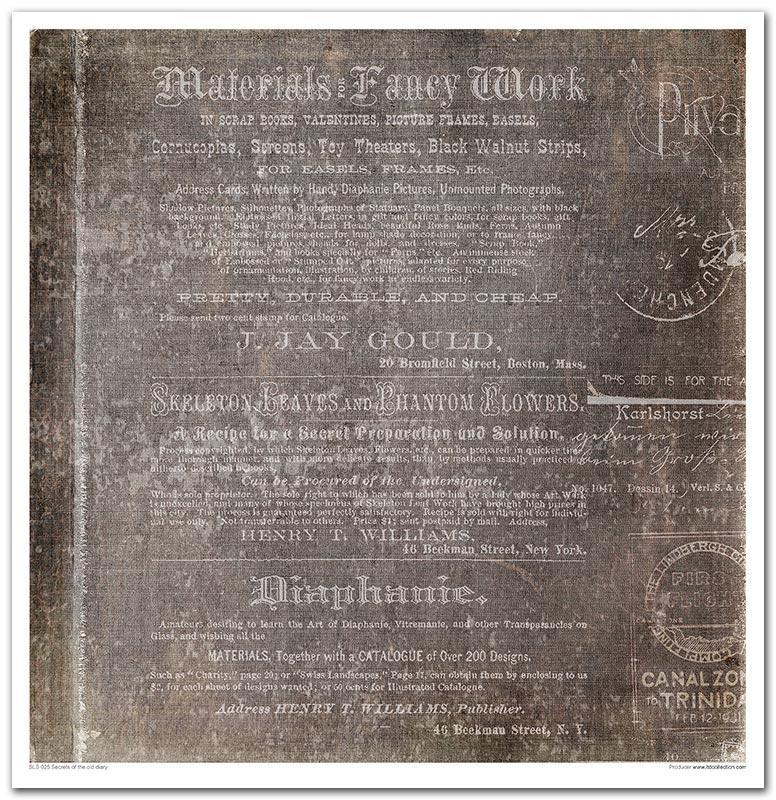 Scrapbook Papierblock 12,2"x12,6" - Secrets of the old diary - Bastelschachtel