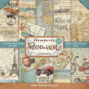 Scrapbook Papierblock 8"x8" - Around the world - Bastelschachtel - Scrapbook Papierblock 8"x8" - Around the world