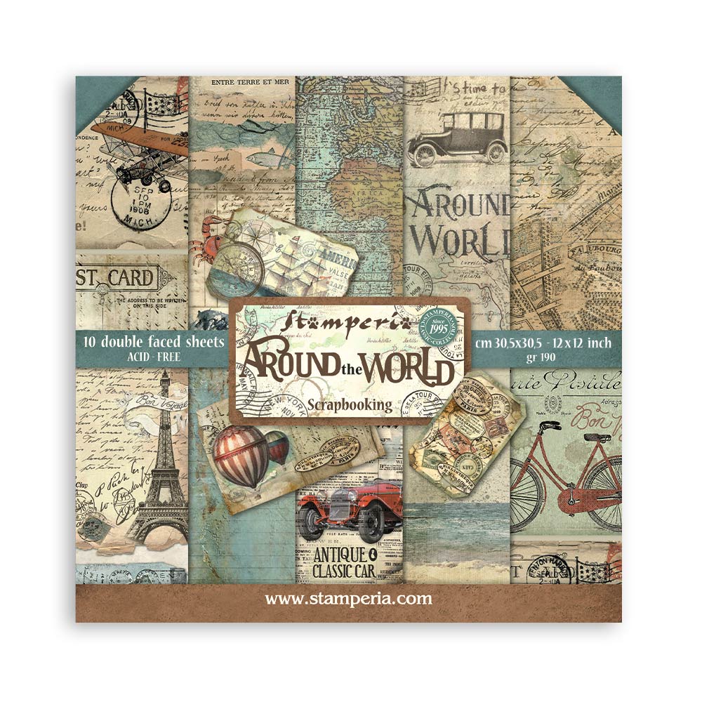 Scrapbook Papierblock 12"x12" - Around the world - Bastelschachtel - Scrapbook Papierblock 12"x12" - Around the world