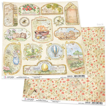 Scrapbook Papier 30,5x30,5cm - Aesop´s fables tags and frames