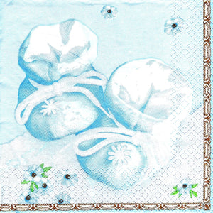 Serviette - Babyschuhe blau - Bastelschachtel - Serviette - Babyschuhe blau