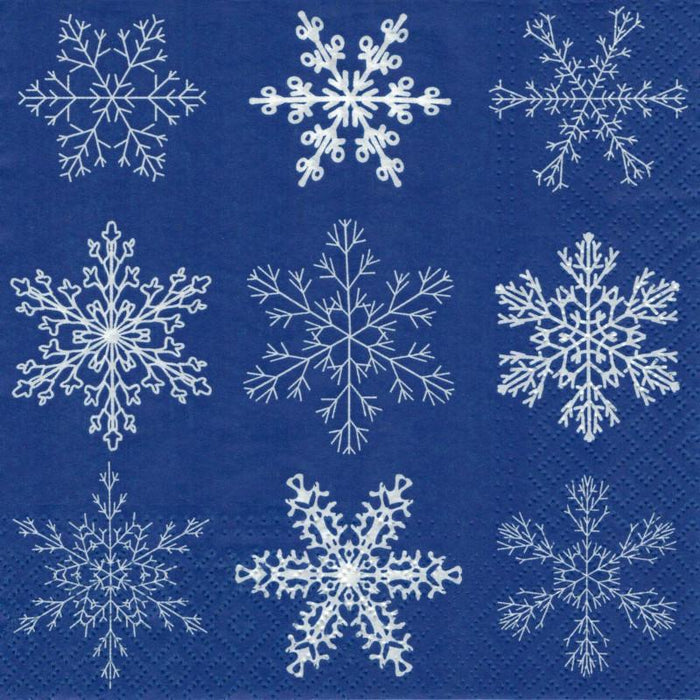 Serviette - Big snowflakes dark blue