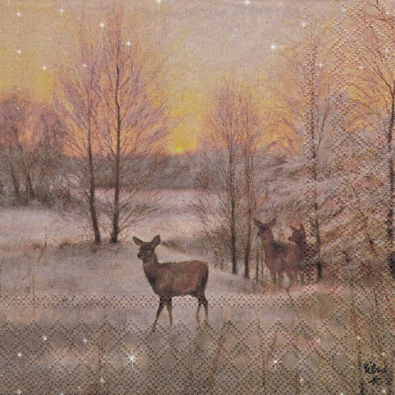 Serviette - Deer at sunset - Bastelschachtel