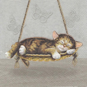Serviette - Dreaming cat - Bastelschachtel - Serviette - Dreaming cat